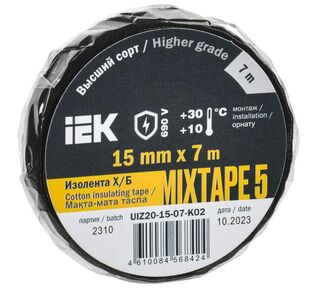 Изолента Х/Б 15мм 7м MIXTAPE 5 IEK UIZ20-15-07-K02