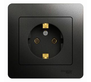 Розетка 1-м Glossa 16А в сборе с заземл. в сборе антрацит Schneider Electric ( SchE) GSL000742