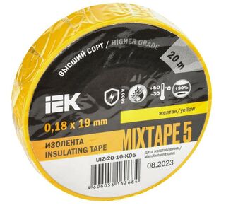 Изолента ПВХ 0.18х19мм желт. (рул.20м) IEK UIZ-20-10-K05