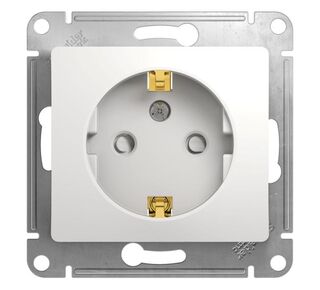 Механизм розетки 1-м СП Glossa 16А защ. шторки с заземл. бел. Schneider Electric ( SchE) GSL000145
