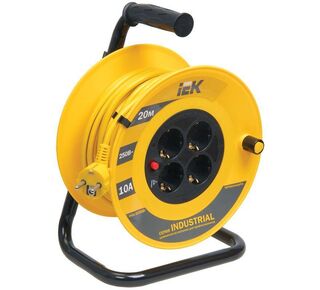 Удлинитель на катушке 4х20м с заземл. 10А IP20 Industrial УК20 3х1 термозащита IEK WKP14-10-04-20
