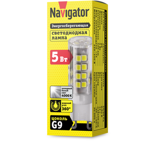 Лампа светодиодная 71 267 NLL-P-G9-5-230-4K 5Вт капсульная 4000К нейтр. бел. G9 420лм 220-240В Navigator 71267