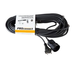Удлинитель-шнур 1х20м без заземл. 6А IP20 1.3кВт ПВС 2х0.75 черн. PROCONNECT 11-7115