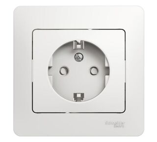 Розетка 1-м СП Glossa 16А IP20 с заземл. защ. шторки в сборе бел. SE GSL000144