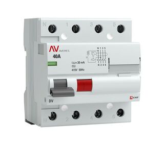 Выключатель дифференциального тока (УЗО) 4п 40А 30мА тип AC DV AVERES EKF rccb-4-40-30-ac-av