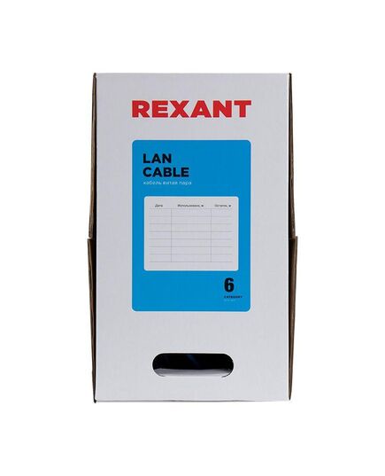 Кабель витая пара U/UTP кат.6 4х2х23AWG solid CU PVC син. (м) Rexant 01-0047, изображение 5