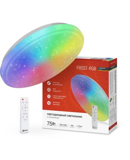 Светильник светодиодный COMFORT FROST-RGB 75Вт 230В 3000-6500К 4400лм 495х85мм с пультом ДУ IN HOME 4690612044644
