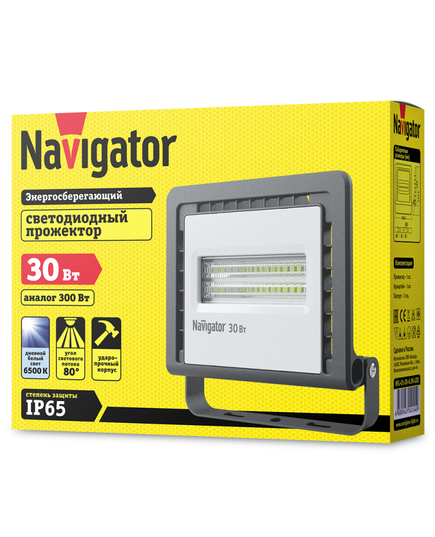 Прожектор светодиодный 14 144 NFL-01-30-6.5K-LED 30Вт 6500К IP65 2400лм черн. Navigator 14144, изображение 2