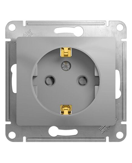 Механизм розетки 1-м СП Glossa 16А защ. шторки с заземл. алюм. Schneider Electric ( SchE) GSL000345