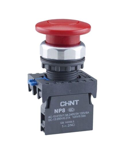 Кнопка "Грибок" NP8-11M/14 d40мм 1НО+1НЗ IP65 с самовозвратом красн. (R) CHINT 667265