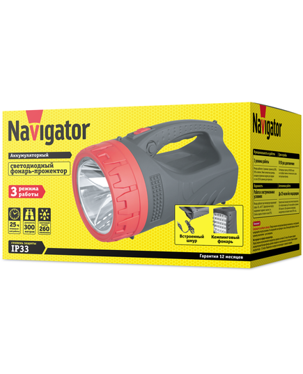 Фонарь-прожектор аккумуляторный кемпинговый 71 598 NPT-SP16-ACCU 24LED 5Вт 230лм аккум. 4А.ч NAVIGATOR 71598, изображение 4