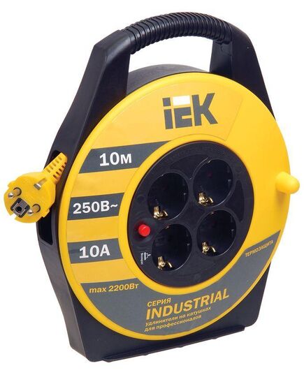 Удлинитель на катушке 4х10м с заземл. 10А IP20 Industrial УК10 3х1 термозащита IEK WKP14-10-04-10