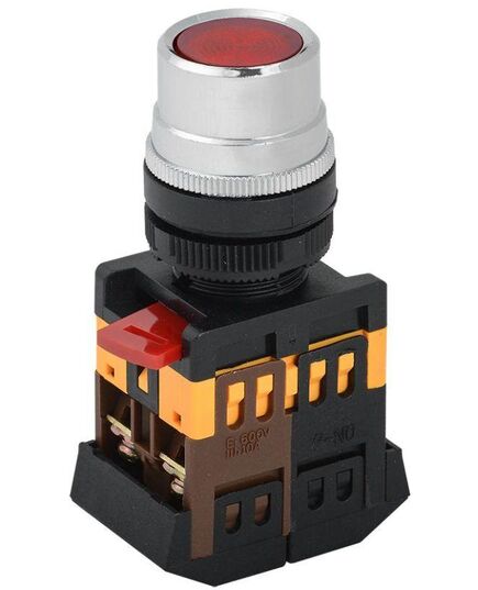 Кнопка ABLF-22 d22мм 1з+1р 240В неон красн. IEK BBT10-ABLF-K04