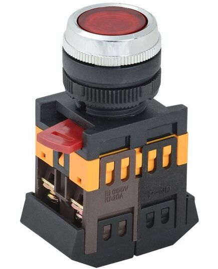 Кнопка ABLFS-22 d22мм 1з+1р 240В неон кр. IEK BBT30-ABLFS-K04
