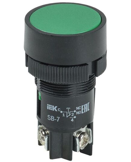 Кнопка SB-7 "Пуск" d22мм 1з+1р 240В зел. IEK BBT40-SB7-K06