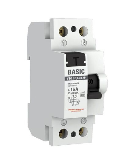 УЗО 2п 16А 30мА тип AC Basic электрон.EKF elcb-2-16-30e-sim